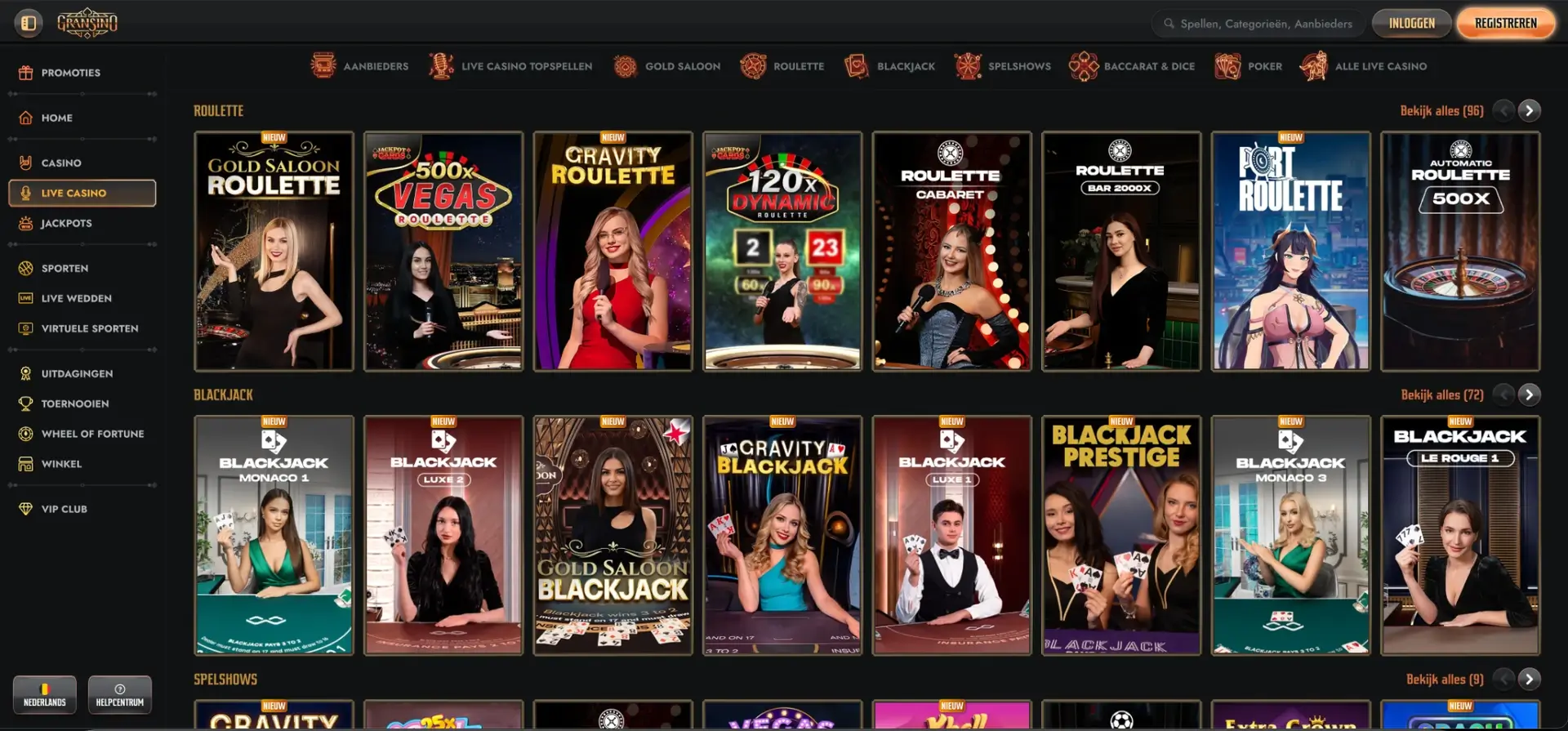 Casino en direct de Gransino