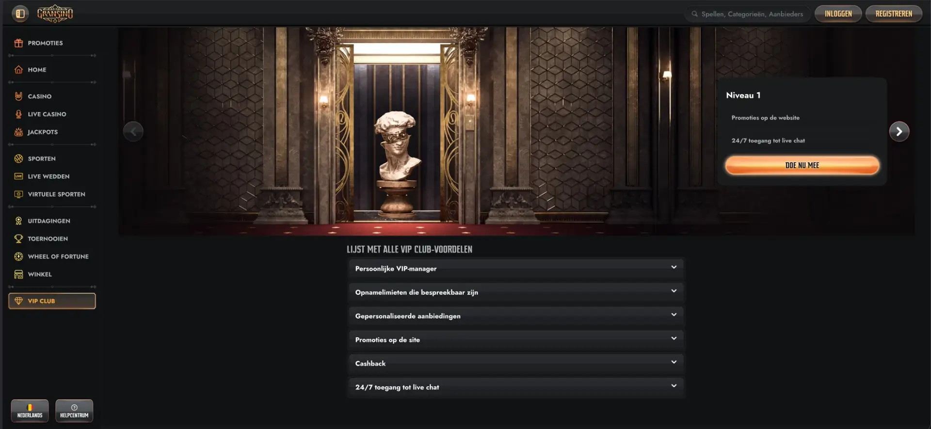 Premier niveau du Club VIP Gransino
